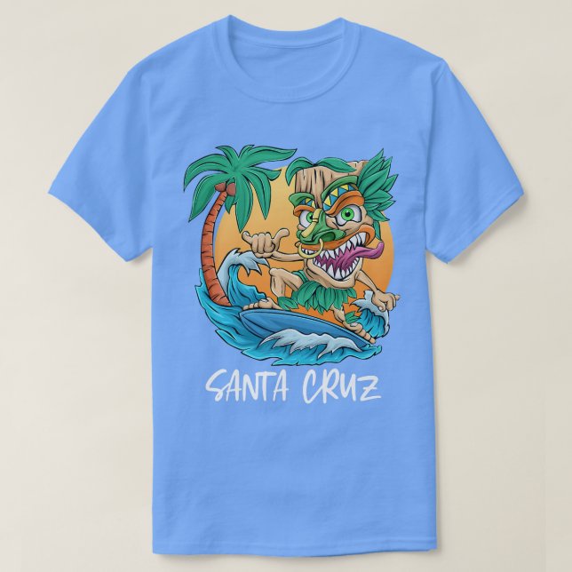 Santa Cruz California Surfing Tiki Beach Vacation  T-Shirt (Design Front)