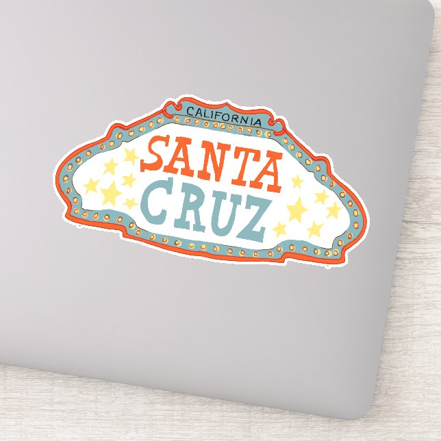 Santa Cruz California Sweet Vintage Sign Sticker (Detail)