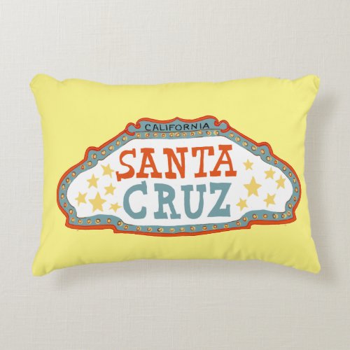 Santa Cruz California Sweet Vintage Sign Yellow Accent Pillow