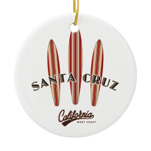 Santa Cruz California Three Surfboards Ceramic Ornament