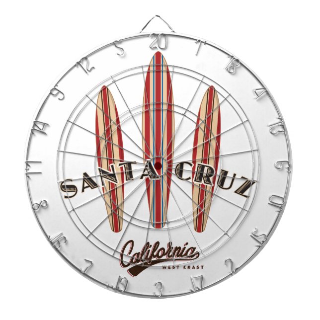 Santa Cruz California Three Surfboards Dart Board (Front)
