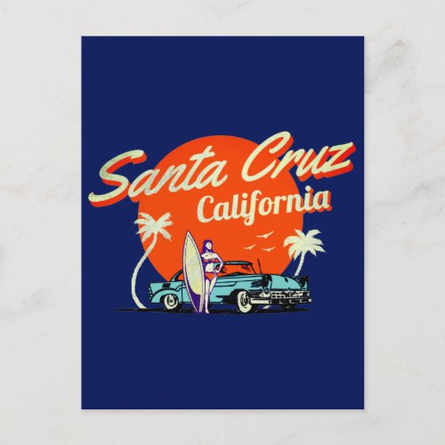 Santa Cruz California Vintage Art  Postcard