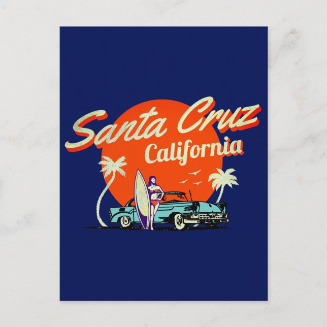 Santa Cruz California Vintage Art  Postcard (Front)