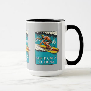 Santa Cruz California Vintage Art Surfing Mug