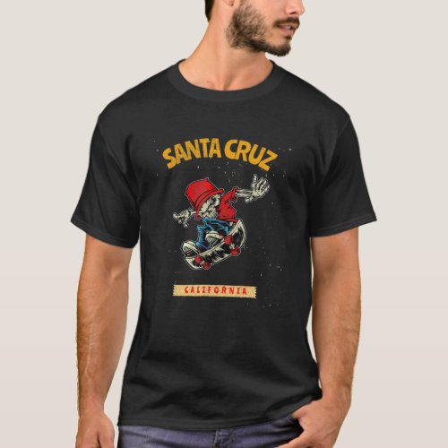 Santa Cruz California Vintage Skeleton Skateboarde T_Shirt