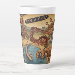 Santa Cruz California Whimsical Map UCSC Boardwalk Latte Mug