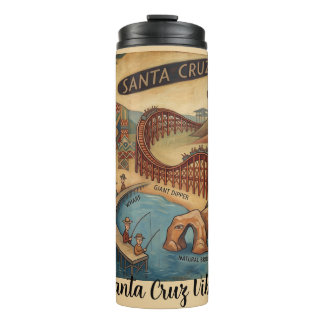 Santa Cruz California Whimsical Map UCSC Boardwalk Thermal Tumbler