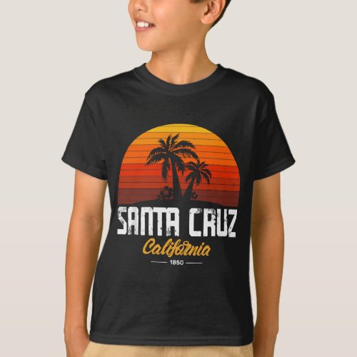 Santa Cruz City CA Retro Vintage 70s Sunset Tee