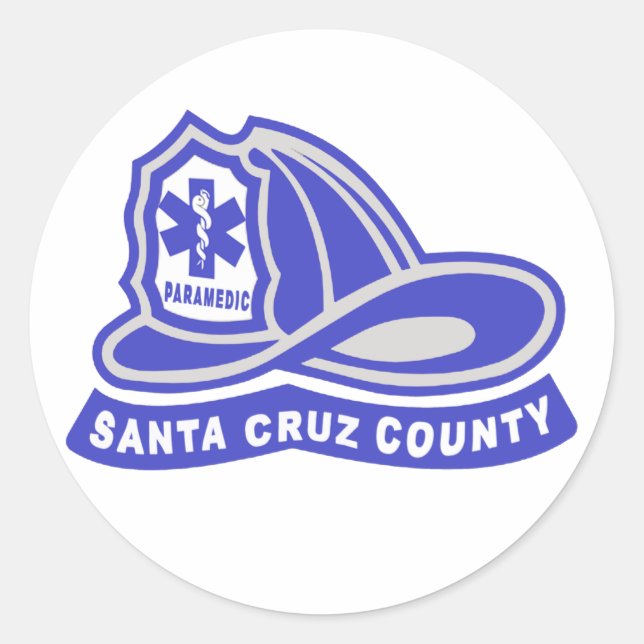 Santa Cruz County Paramedic Helmet Logo Classic Round Sticker (Front)
