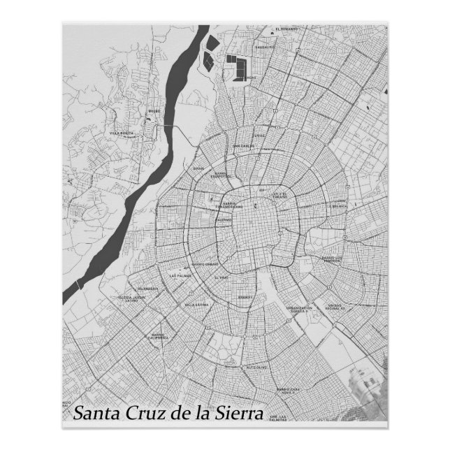 Santa Cruz de la Sierra, map poster (Front)