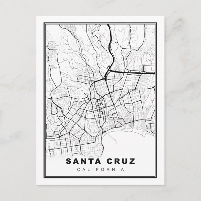 Santa Cruz Map Postcard (Front)