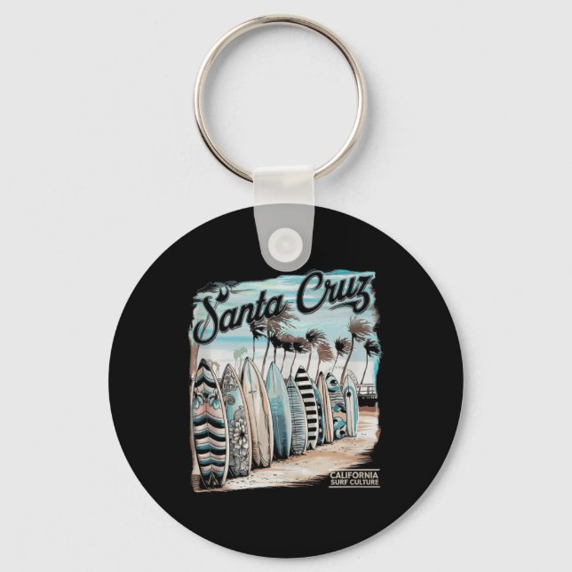 Santa Cruz Men Women California Retro Sunset Vinta Keychain (Front)