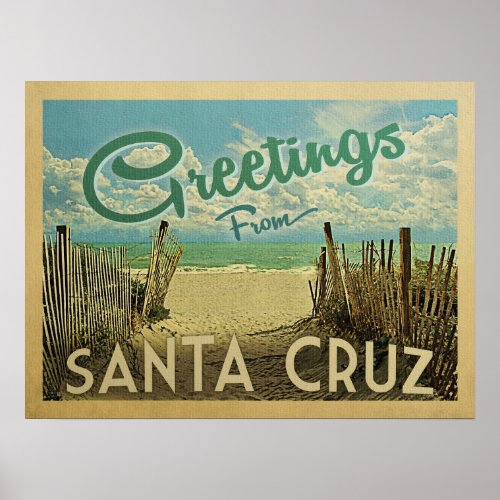 Santa Cruz Poster Beach Vintage Travel