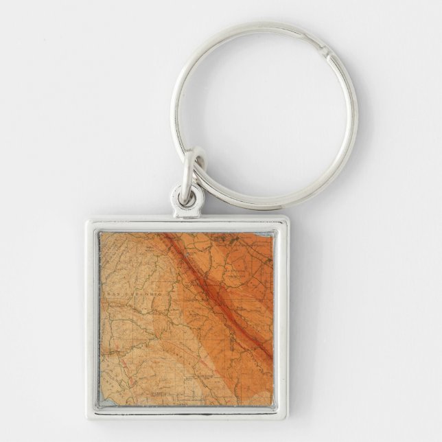 Santa Cruz quadrangle showing intensity, faults Keychain (Front)
