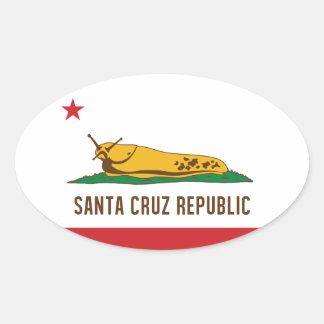 Santa Cruz Republic Banana Slug Flag Oval Sticker