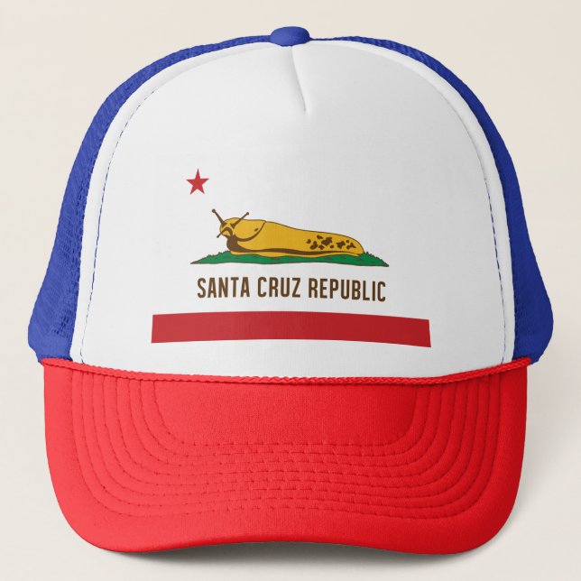 Santa Cruz Republic Banana Slug Flag Trucker Hat (Front)