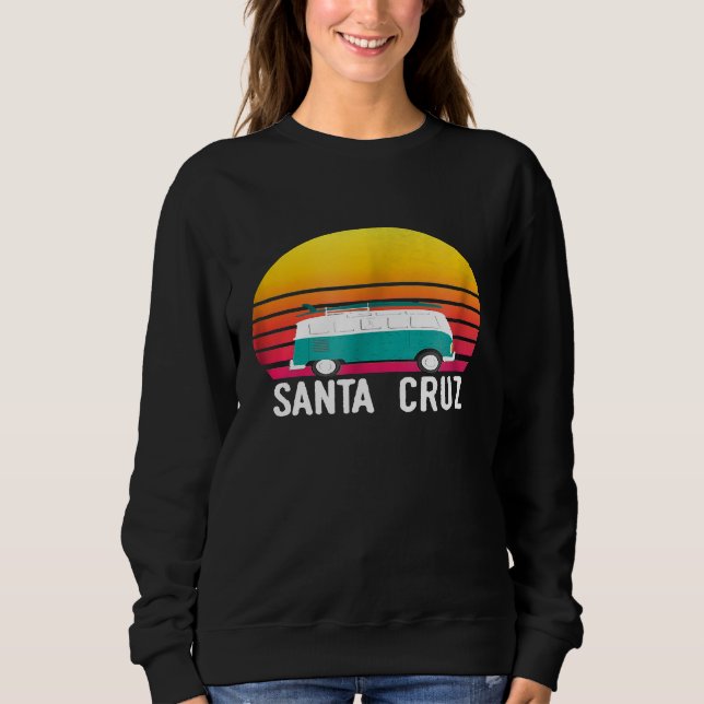 Santa Cruz Retro Sunset Surfing Hippie Van Graphic Sweatshirt (Front)