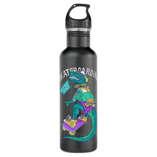 Santa Cruz Retro Vintage Funny Dinosaur Skateboard Stainless Steel Water Bottle