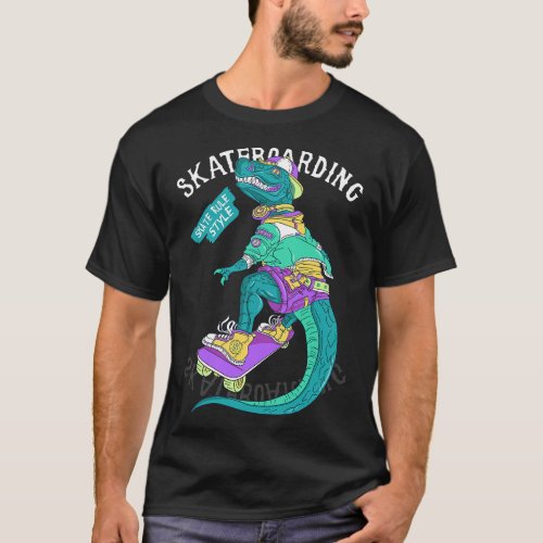 Santa Cruz Retro Vintage Funny Dinosaur Skateboard T_Shirt