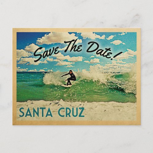 Santa Cruz Save The Date California Surfing Announcement Postcard