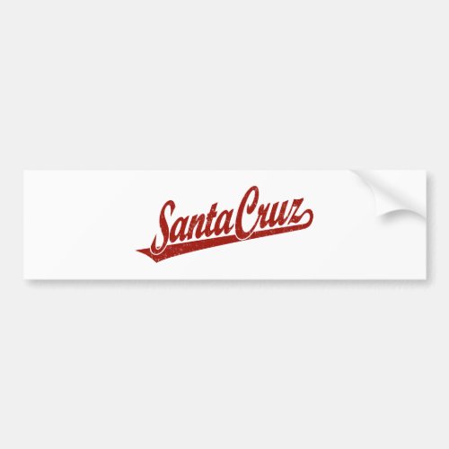Santa Cruz script logo in red distressed Bumper Sticker