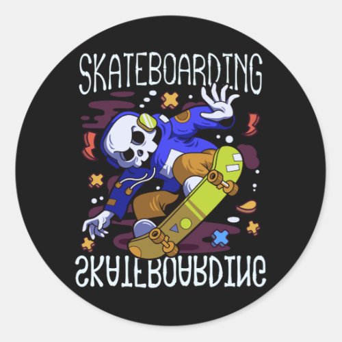 Santa Cruz Skateboarding Skull Skateboard Street W Classic Round Sticker