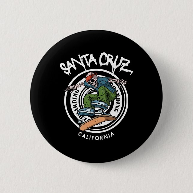 Santa Cruz Skater Laid Back California Skeleton Sk Button (Front)