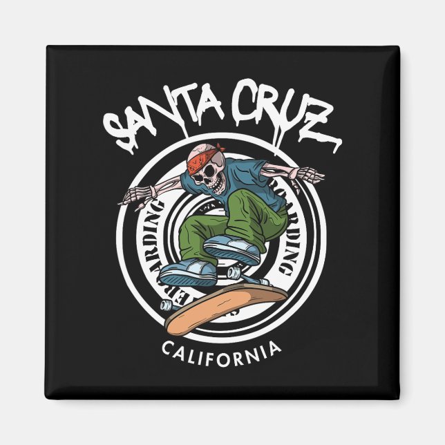 Santa Cruz Skater Laid Back California Skeleton Sk Magnet (Front)