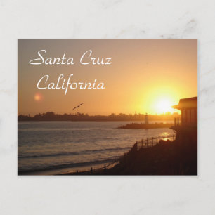 Santa Cruz Sunset by the lighthouse Postcard