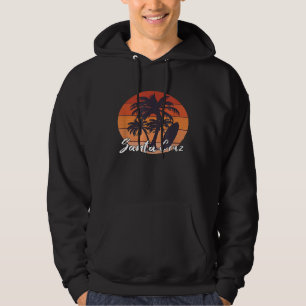 Santa Cruz Surf Palm Tree Summer Vintage Local Sur Hoodie