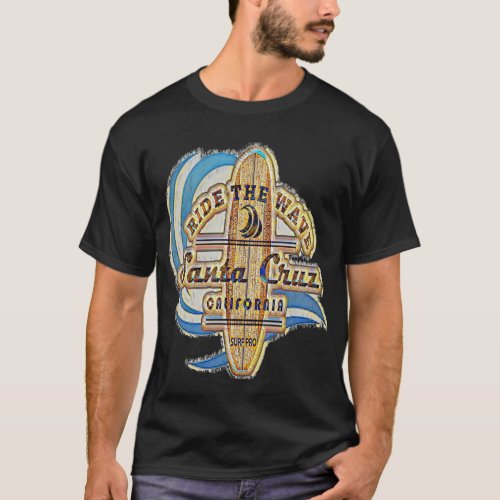 Santa Cruz Surfer Vintage Retro Distressed T_Shirt