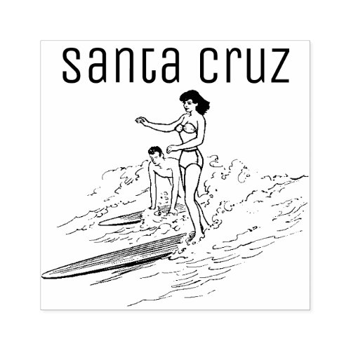 Santa Cruz surfing Rubber Stamp