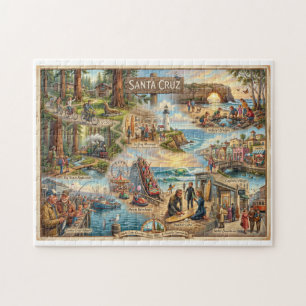 Santa Cruz Vibe Map – Cultural Coastal Art Print Jigsaw Puzzle