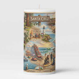 Santa Cruz Vibe Map – Cultural Coastal Art Print Pillar Candle