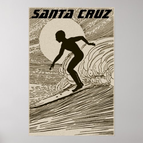 SANTA CRUZ Vintage Art _ Surfing Poster