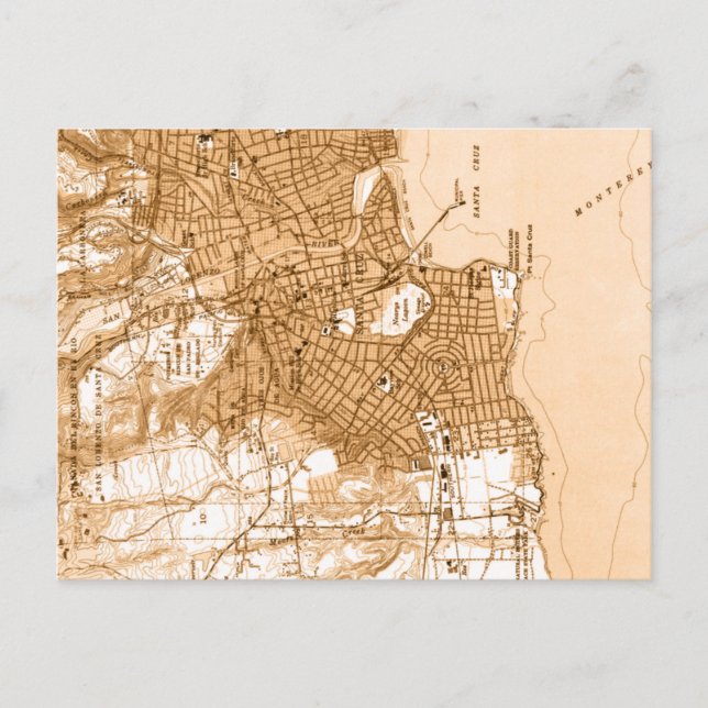 Santa Cruz vintage map postcard (Front)
