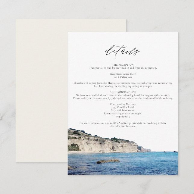 SANTA CRUZ Watercolor Skyline Travel Details Card (Front/Back)