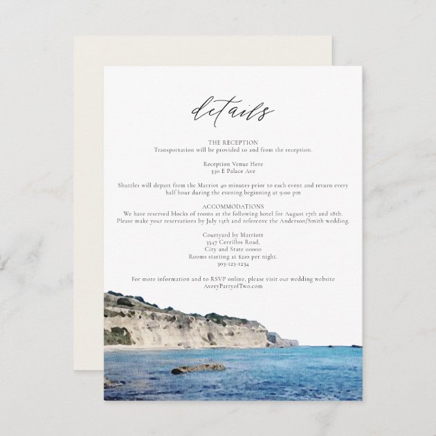 SANTA CRUZ Watercolor Skyline Travel Details Card Zazzle