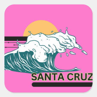 Santa Cruz Wave at Sunset Pink Sticker