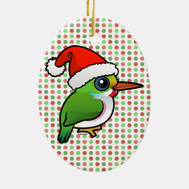 Santa Cuban Tody Ceramic Ornament (Back)