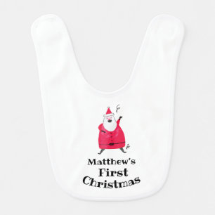 Santa Custom First Christmas Baby Bib
