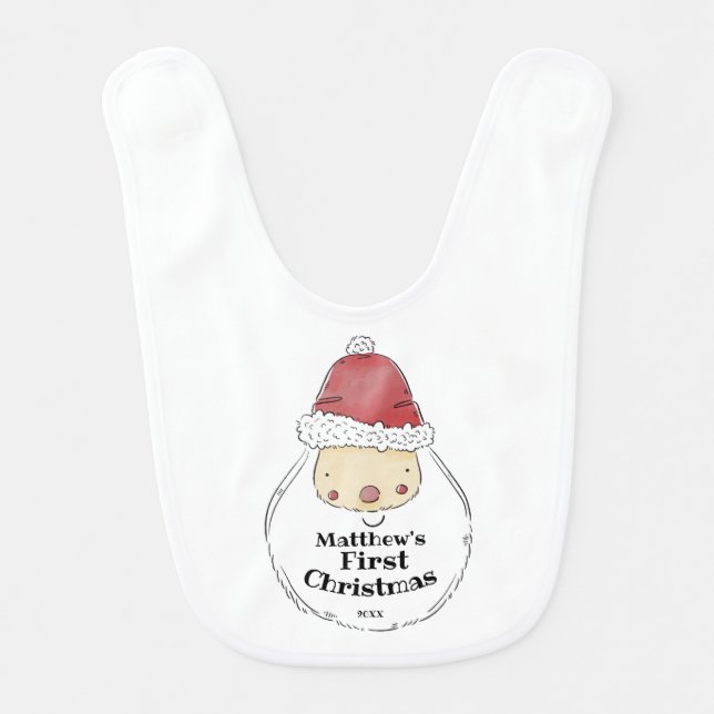 Santa Custom First Christmas Baby Bib (Front)