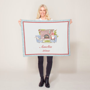 Santa Custom Name Year Keepsake Fleece Blanket