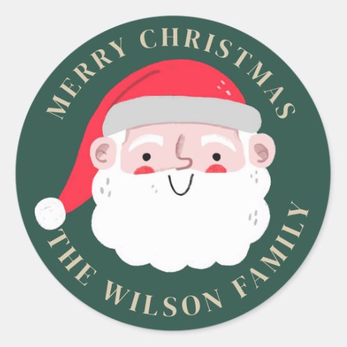 Santa Cute Merry Christmas Holiday Classic Round Sticker