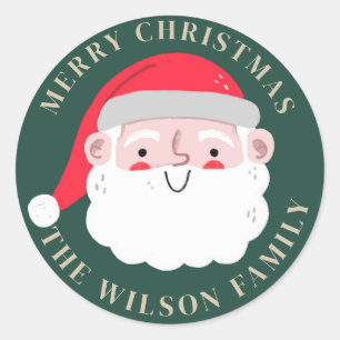 Santa Cute Merry Christmas Holiday Classic Round Sticker