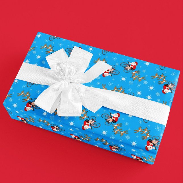 Santa Cycling with Reindeer  Wrapping Paper (Creator Uploaded)