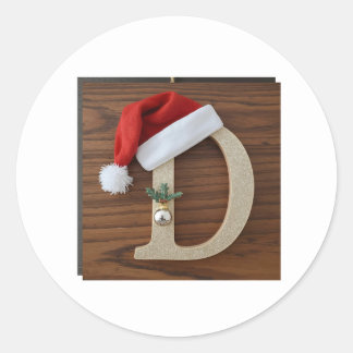 Santa D Festive Monogram Classic Round Sticker