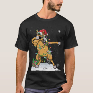Santa Dabbing Horse Christmas Lights Funny Xmas T-Shirt