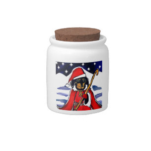 SANTA DACHSHUND CANDY JAR