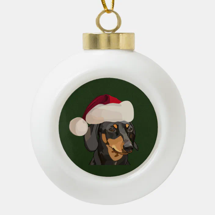 Black Dachshund Christmas Ball Ornament